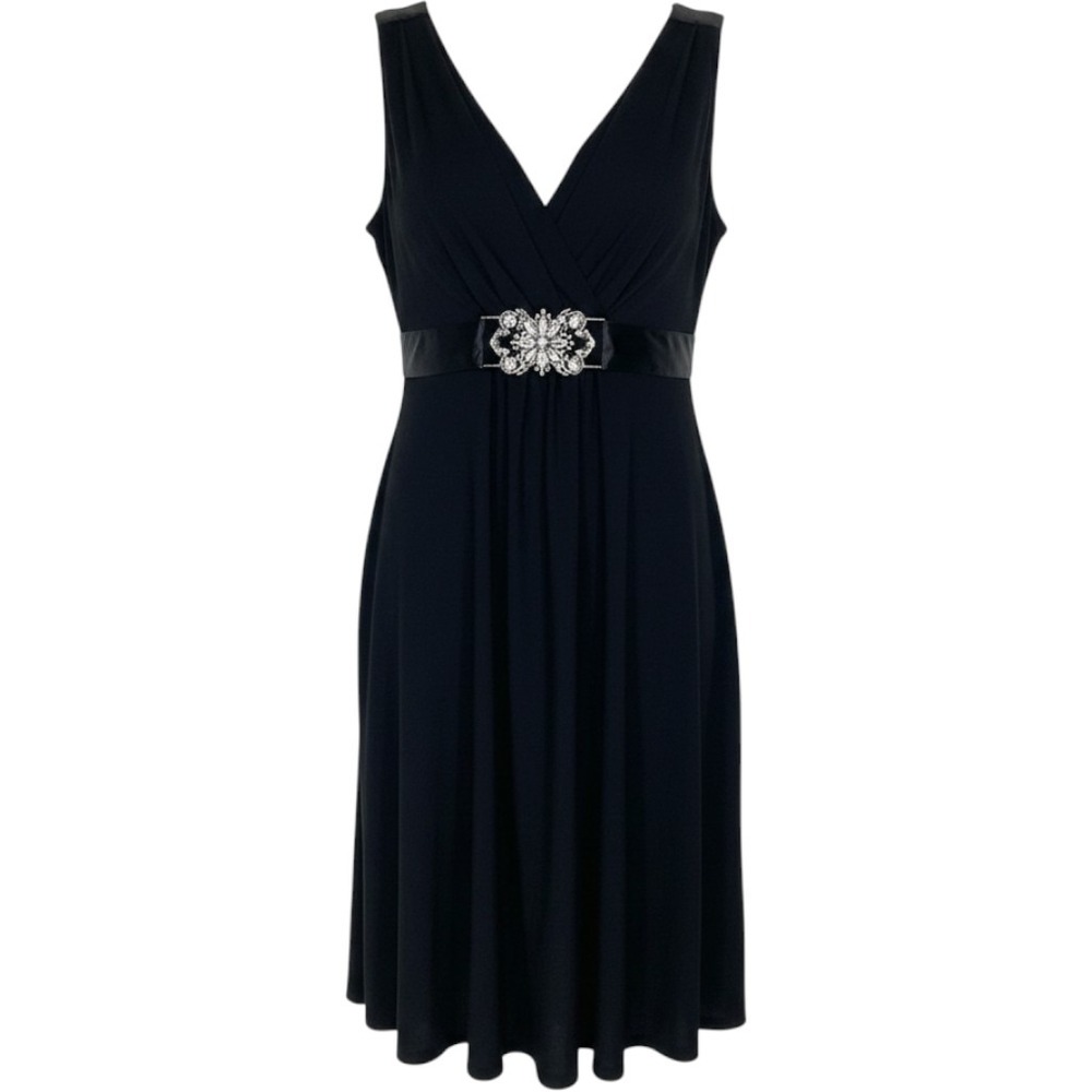 Scarlett Nite Vintage Babydoll Y2K Dress Rhinestone Satin Tie Back Size 10 Black